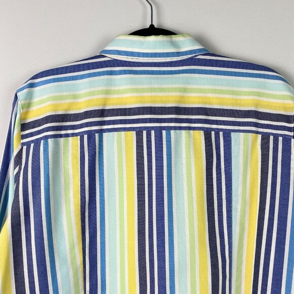 Foxcroft Wrinkle Free Fitted Button Shirt Size 18 Multicolor Stripe - Picture 7 of 10